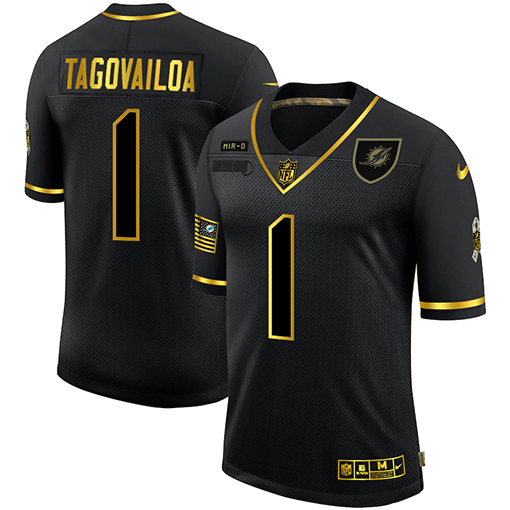 Miami Dolphins #1 Tua Tagovailoa Men Nike 2020 Salute To Service Golden Limited NFL black Jerseys